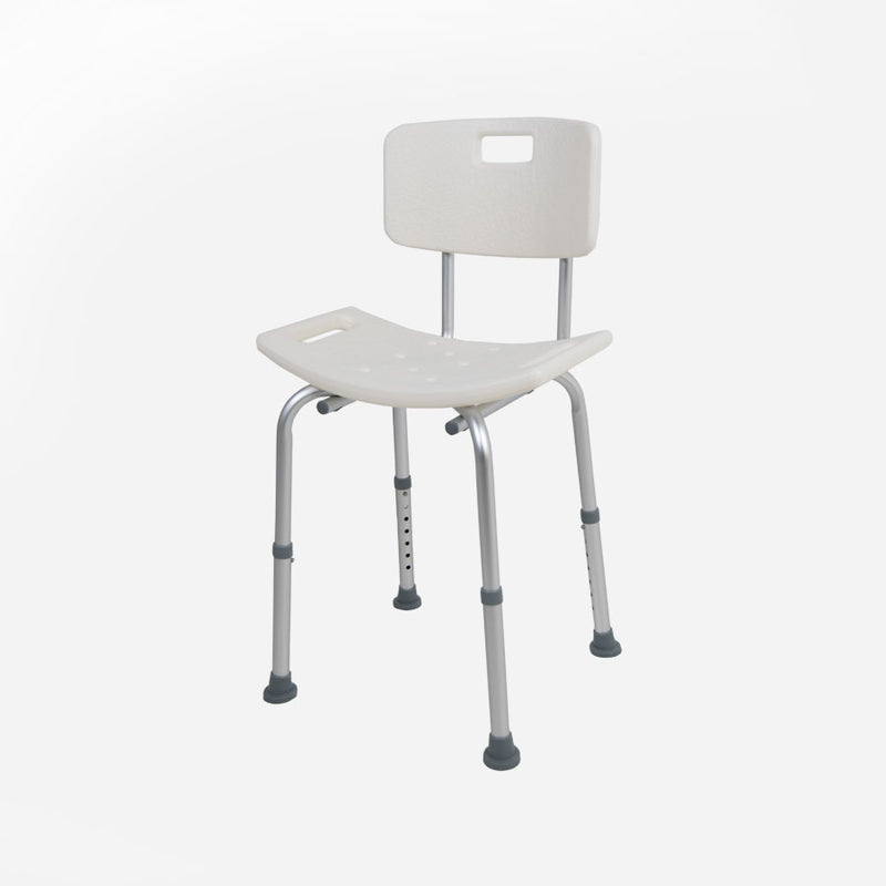 Banqueta de Ducha Sanitec – Con Respaldo, Altura Ajustable y Antideslizante