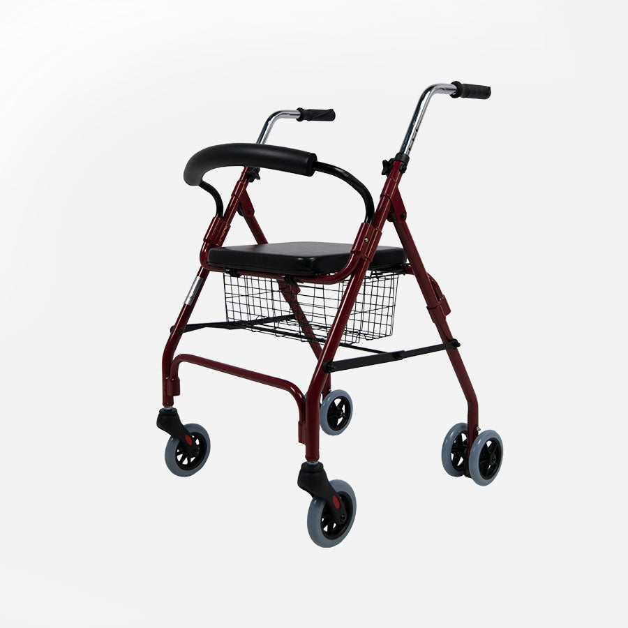 Andador Rollator Sanitec – 4 Ruedas con Frenos por Presión, Plegable y Seguro