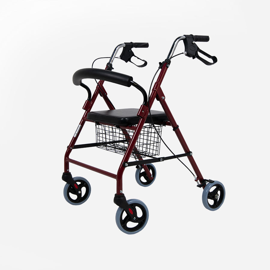 Andador Rollator Sanitec – 4 Ruedas con Frenos en Empuñadura, Plegable y Ligero