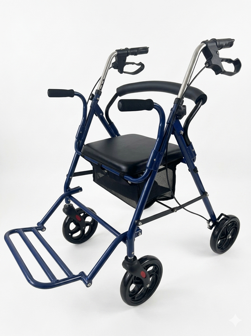 Rollator-silla Sanitec ST8/3 azul plegado